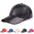 Women Men Hat PU Leather Baseball Cap Visor Light Board Solid Men Hip Hop Cap Outdoor Sun Hat