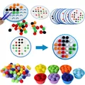 Montessori Pompoms Counting Sorting Matching Tweezers Toys Rainbow Preschool Baby Children Kids Fine