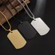 Hip Hop Military Style Stainless Steel Dog Tag Pendant Necklace for Men Women Gold Plated