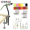 ICERIO Fly Tying Tool-Fly Tying Vise/Bobbin Holders/Threader/Scissors/70D Fly Tying Thread Barbless