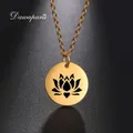 Dawapara Vintage Lotus Flower Small Charms Meditation Necklace Women Stainless Steel Hindu Spiritual