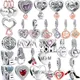 100% 925 Sterling Silver Forever Always Love Mom Heart Beads Fit Original Pandora Charms Bracelet