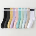 New Cotton Mid-calf Candy Color Striped Yoga Socks Bottom Non-slip Pilates Socks Indoor Gym Dance
