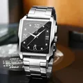 Top Luxury Men Watch Square Golden Quartz Stainless Steel Silver Sports Date Man Wrist Watches Male