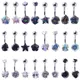 1PC Zircon Belly Button Ring Double/Single Crystal Navel Piercing Barbell Steel Ear Tragus Cartilage