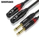 DREMAKE Mic Cable Male TS 1/4" Jack 2 x 6.5mm to 2 XLR Female 3 Pin for Mixing Board Speaker Dual