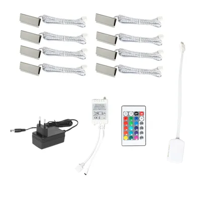 LED Clip On Glass Shelf Lighting Under Cabinet Night Lights Kit for Glass Edge Shelf with Remote Control (6 Lights, RGB)