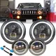 For 2003-2009 Hummer H2 Round 7inch Led Healight With DRL White Halo Ring Fog Lights Refit Car