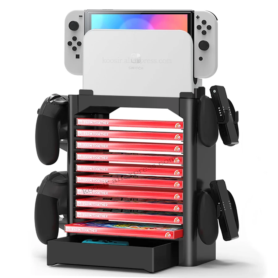 Nintendo Switch/OLED/Lite Konsole Zubehör Fall Aufbewahrungsständer Nintendo Switch Spiel CD Disc Joycon Pro Controller Halter Turm Image