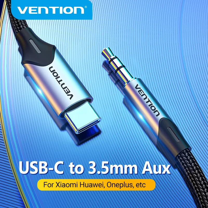 Vention USB C auf 3,5 mm Typ C auf Aux-Kopfhörer 3,5-Klinkenadapter Audiokabel für Huawei P40 Nova 7 Xiaomi Mi 6 9 10 Pro Oneplus 7 Image
