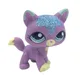 LPS KATZE Seltene tier Littlest pet shop Bobble kopf spielzeug #2386 Sparkle Glitter Lila Katze