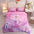 Disney Bedding Set Purple Frozen Elsa Princess Duvet Cover Sets for Baby Children Girls Bed Birthday