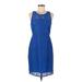 J.Crew Factory Store Cocktail Dress - Party Scoop Neck Sleeveless: Blue Solid Dresses - Women's Size 6