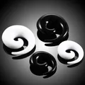 2Pcs Acrylic Black&White Spiral Ear Taper Gauges Stretching 1.6mm-20mm Ear Plug Tunnel Ear Expander