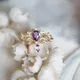 Vintage Court Style Amethyst Romantic Silver Set Diamond Stacked Ladies Ring Opening Adjustable