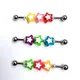 1PC Stainless Steel Pierc Stud Ear Rings 14g 16g Cute Star Industrial Bar Straight Rod Industrial