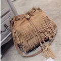 Mode Retro Faux Wildleder Fringe Frauen Messenger Taschen Tote Neue Handtasche Quaste Schulter