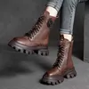 Stiefel für Damen, Winter, 2024, neu, halber Stiefel, echtes Leder und Pelz, Leder, Punk, Chelsea, Gothic, Y2k-Schuhe für Damen, gepolstert