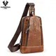 HUMERPAUL Cowhide Crocodile Grain Men's Chest Pack Alligator Pattern Carry Bags Fashion Shoulder Bag