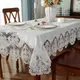 Table Cloth White Gold Velvet Rectangle Embroidered Luxury Table Dining Table Cover TableCloth Court