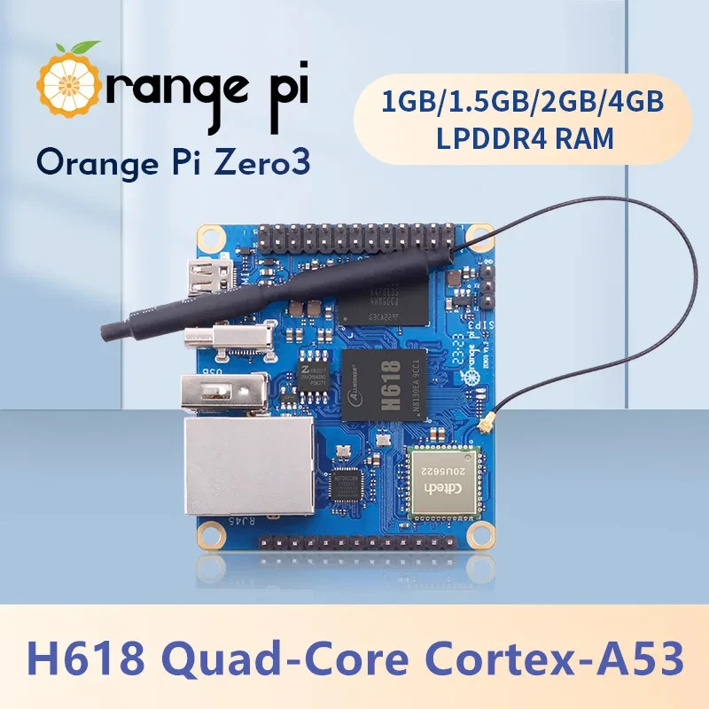 Orange Pi Zero 3 1 GB 2 GB 4 GB RAM DDR4 Allwinner H618 WiFi Bluetooth Mini PC Zero3 Entwicklungsboard SBC Single Board Computer Image