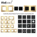 Wallpad S6 Gold DIY Push Button Switch and EU German Power TV Data Wall Socket Doorbell Intermediate