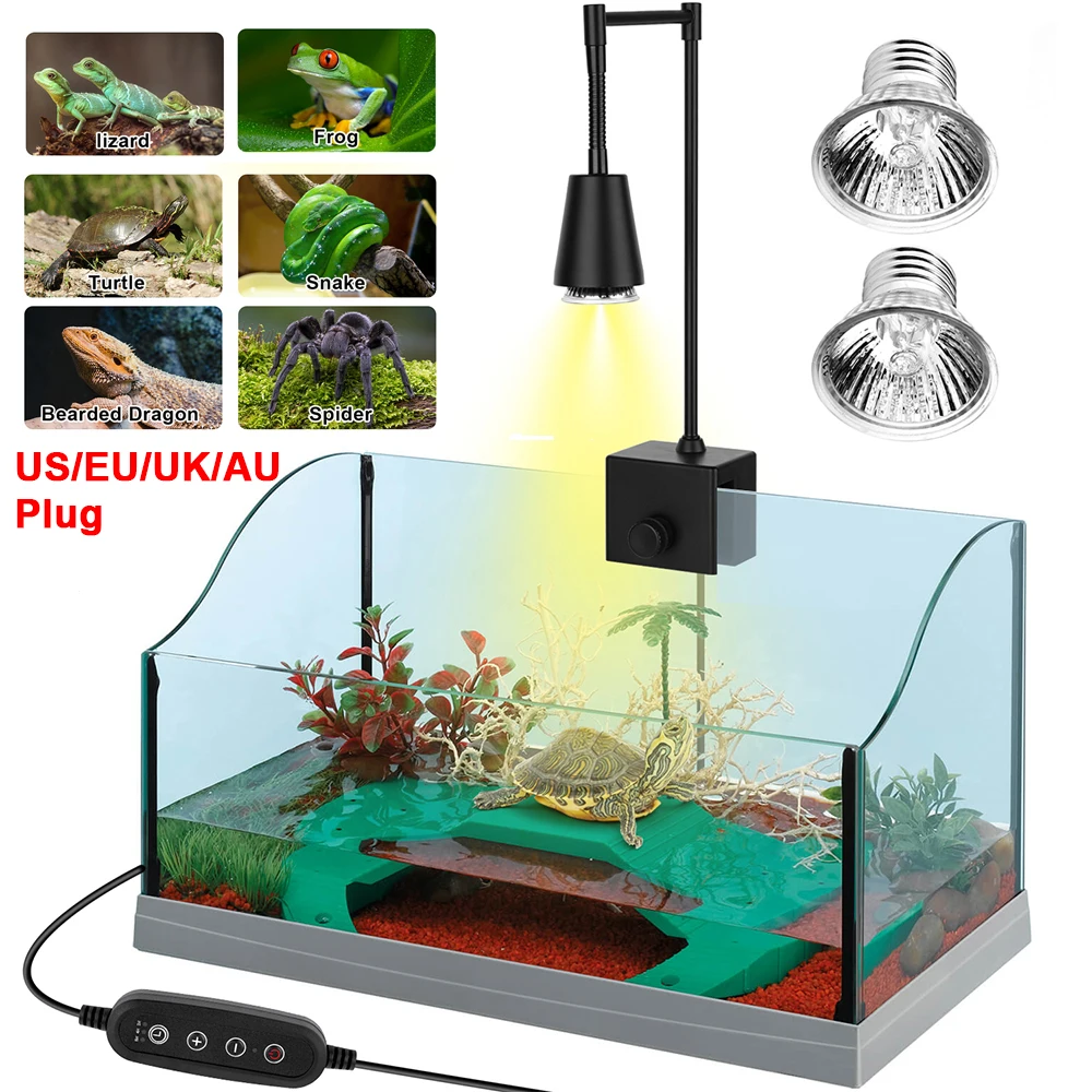 UVA/UVB Reptilien Wärme lampe Glühbirne mit Clip dimmbar Timer Lebensraum Sonnen fleck lampe 25w/50w 2 Glühbirnen Schildkröte Eidechse Heiz lampe Image