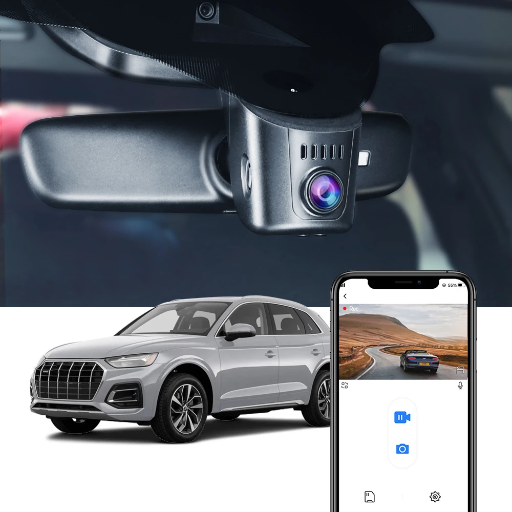 FITCAMX 4K OEM Dash Cam für Audi A3/A4/A5/Q5/Q3/A6 mit Nachtsicht und WLAN, kabellose Dashcam für A7/Q7/A1/Q2/TT/RS/S/SQ5/S8/SQ8 Image