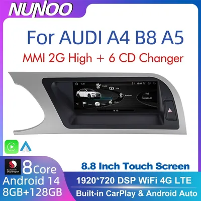 CarPlay Für Audi A4 B8 A5 2008 2009 2010 MMI 2G Hohe CD Wechsler Android 14 8 + 128GB Auto Multimedia Player Stereo GPS Navi Bildschirm