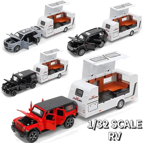 1/32 Anhänger rv LKW Spielzeug Modell Auto Legierung Druckguss Offroad-Fahrzeug Wohnmobil mit Sound
