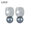 Laya 925 Sterling Silber Mode Süße Perle Klar Cubic Zirkon Ohrringe Für Frauen Hochzeit Elegante Luxus Original Schmuck