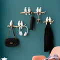 Resin Birds Figurine Wall Hooks Decorative Home Decoration Accessories Key Bag Handbag Coat Rack
