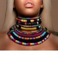 2022 Rope Necklace Earrings Set Rope Jewelry Colorful Choker Chain Necklace Drop Earring Accesories