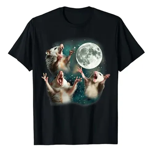 Drei Opossum Mond | 3 Opossum lustig seltsam verflucht Meme T-Shirt Humor lustige mysteriöse Maus