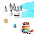 8/ 14 Pcs A Set Silicone Pastry Bags Tips Kitchen DIY Cake Icing Piping Stainless Nozzle Reusable