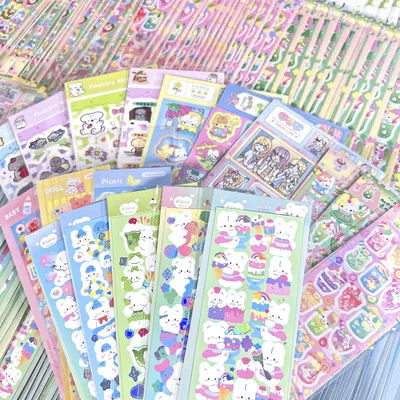 SKYSONIC BOBO 3PCS Scrapbooking Stickers Journal Decor Lable Cute Kawaii Idol Stationery Postcards Korean Decor Sticker Suppli