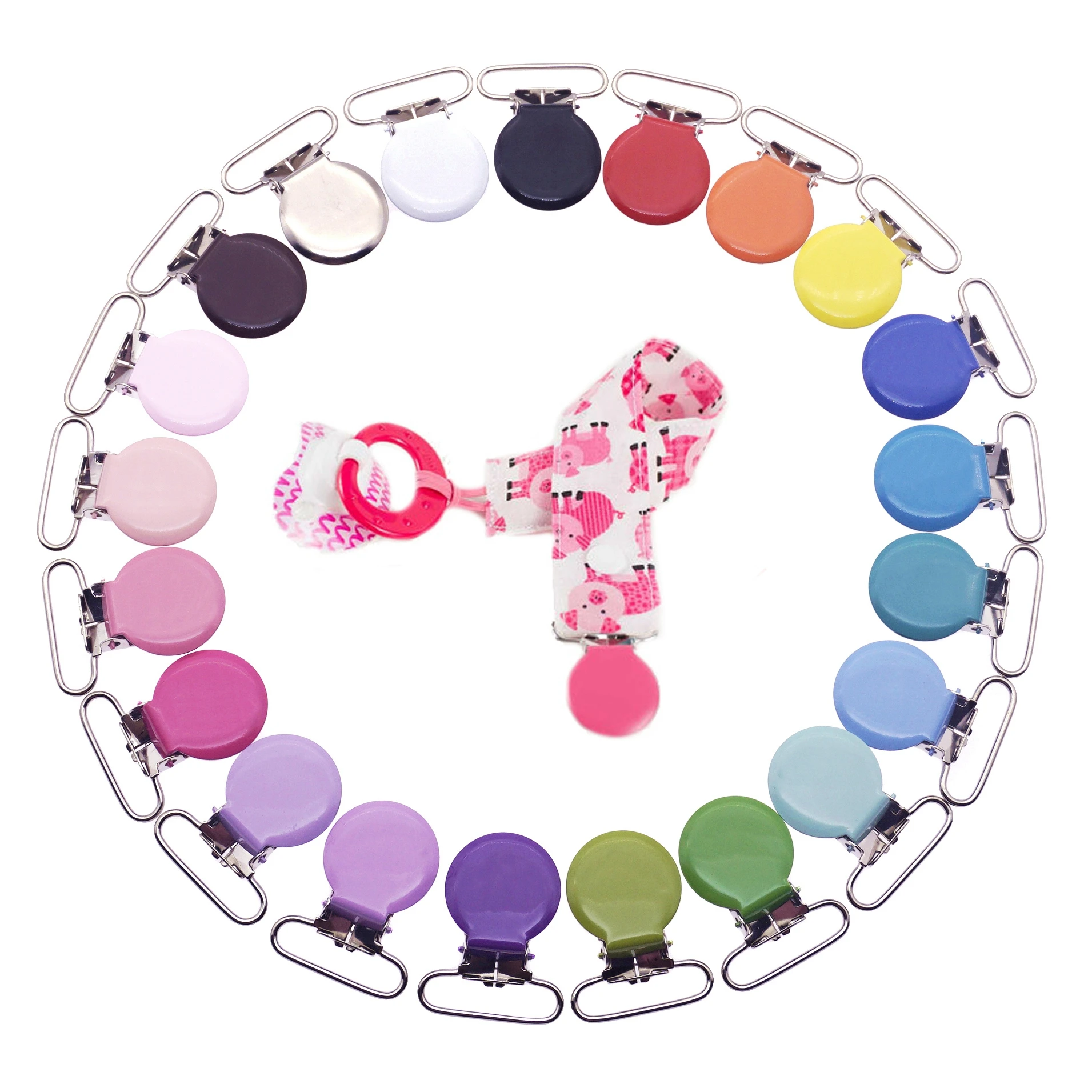 Großhandel 30 Pcs Baby Schnuller Clips Runde Metall Halter Attache Sucette Baby Schnuller Verschlüsse Sicherheit Lustige Zubehör 25mm Image