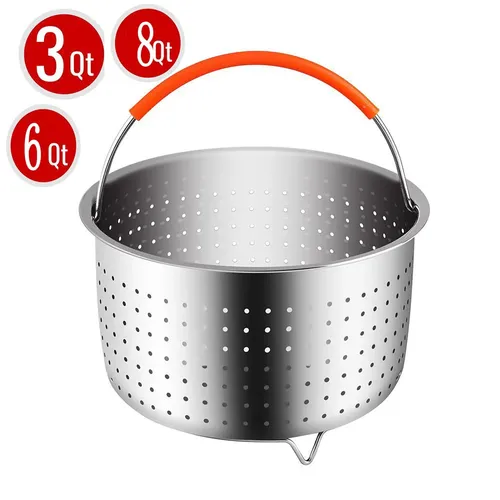 304 Edelstahl Dampfer Korb Instant Topf Zubehör für 3/6/8 Qt Instant Topf Druck Herd mit Silikon