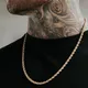 AGTEFFER Hip Hop 24K Gold Necklace 3MM Twisted Rope Twist Electroplating Gold Necklace for Men Women