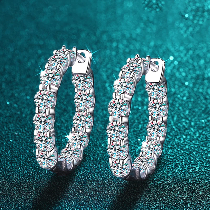 2,6 CT D Farbe Moissanit Creolen 925 Sterling Silber vergoldet mit 18 Karat Gold Ohrringe für Frauen Funkelnder Partyschmuck