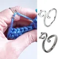 1Pc DIY Multi Style Ring Knitting Loop Crochet Tool Fish Knitting Ring Finger Wear Thimble Yarn