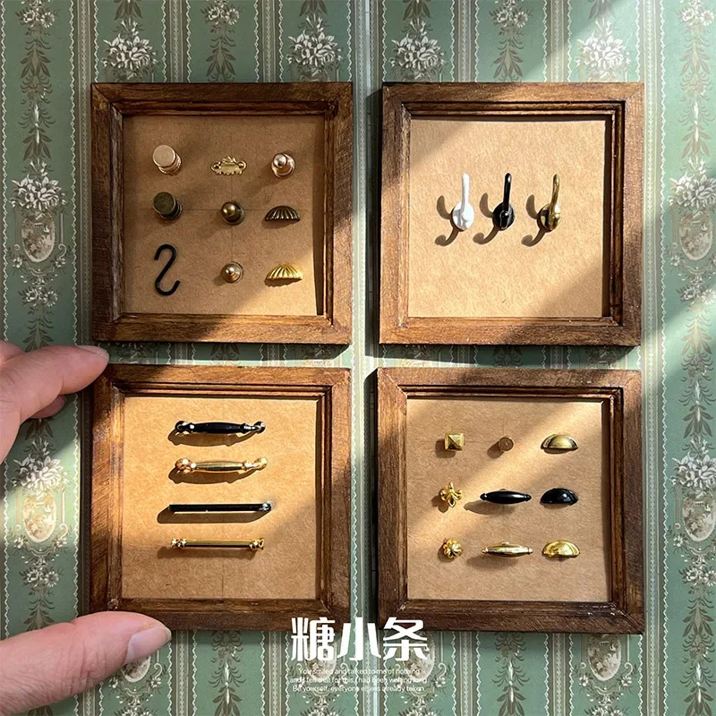6PCS 1:12 1:6 Mini Zieht Griffe DIY Puppenhaus Schublade Schrank Türgriff Möbel Knöpfe Miniaturas Zubehör Dekorative Tür