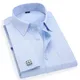 Männer Französisch Manschettenknöpfe Business Kleid Shirts Mit Langen Ärmeln Weiß Blau Twill