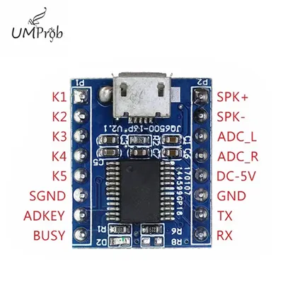 Jq6500 Voice-Sound-Modul 16mbit mcu serielle Steuerung Broadcast 1 bis 5-Wege-MP3-Sprachstandard Image