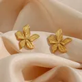 2022 elegante Romantische Blume Stud Ohrringe Für Frau Wasserdichte Edelstahl Goldenen Blumen Form