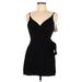 Cotton Candy LA Casual Dress - Mini V Neck Sleeveless: Black Solid Dresses - New - Women's Size Medium