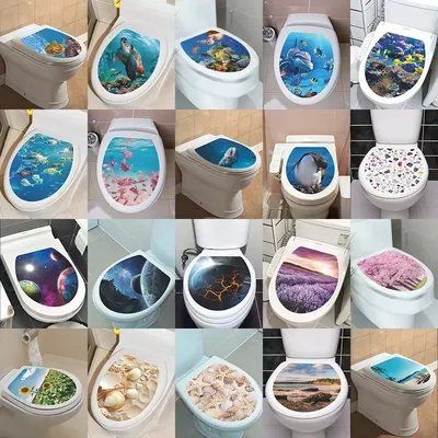 Wandaufkleber mit Unterwasser-Tiermuster, Badezimmer-WC-Aufkleber, selbstklebendes WC-Wandbild, Image