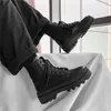 Stiefeletten Männer 2021 Herbst Winter Elastische High Top Stiefel Männlichen Punk Stil Schuh Männer Lace-up Casual Botas motorrad Unisex Stiefel