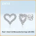 EWYA Real Moissanite Diamond Stud Earrings for Women S925 Sterling Silver White Gold Plated Earring