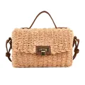 Handmade Women's Shoulder Bag Summer Straw Beach Bag Bohemian Female Handbags Fashion Square Flap